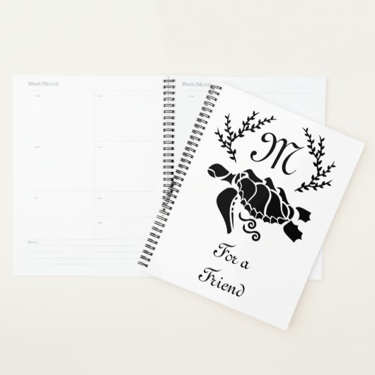 Zwart Zee schildpad Silhouette Side Uitzicht Planner (Display)