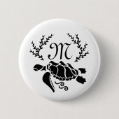 Zwart Zee schildpad Silhouette Side Uitzicht Ronde Button 5,7 Cm (Voorkant)