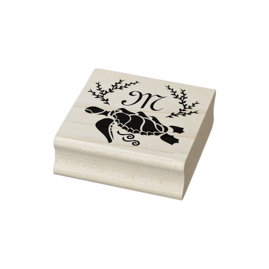 Zwart Zee schildpad Silhouette Side Uitzicht Rubberstempel (Stempel)