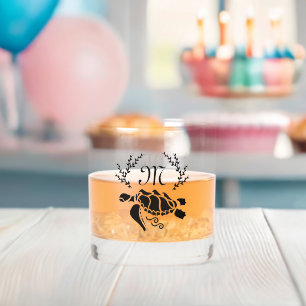 Zwart Zee schildpad Silhouette Side Uitzicht Whisky Glas