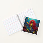 Zwart zeemeermin rood haar notitieboek (Binnen)