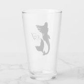 Zwart Zeemeermin Silhouet & Monogram Script Glas (Achterkant)