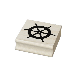 Zwart zeeswiel/silhouet rubberstempel