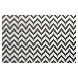 Zwart zigzag Ikat & Aangepaste Witte Achtergrond Stof