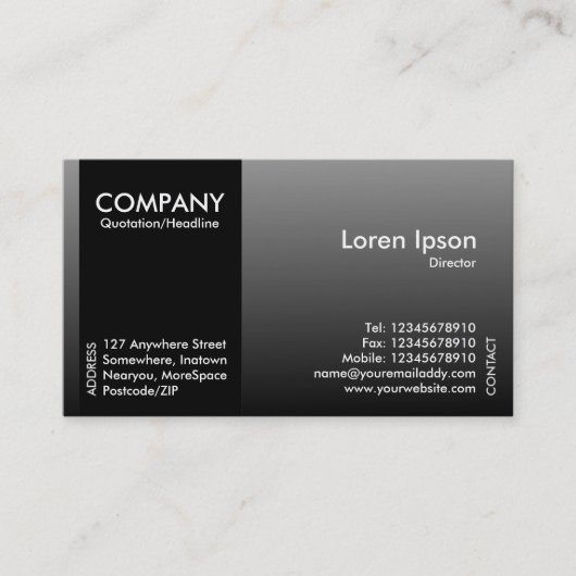 Zwart zijband - grijs in de schaduw visitekaartje (Voorkant)