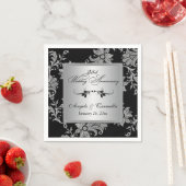 Zwart, Zilver 25e bruiloft Jubileum servetten (Insitu)
