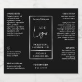 Zwart Zilver 8 OZ Cosmetische Fles Waterdicht Labe Sparkling Wijnetiket (Enkel label)