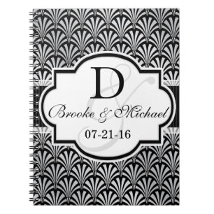 Zwart & Zilver Art Deco Bruiloft Notitieboek