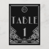 Zwart Zilver Art Deco Gatsby Stijl Tabel Nummer 1 Briefkaart (Voorkant)
