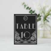 Zwart Zilver Art Deco Gatsby Stijl Tafel Nummer 10 Briefkaart (Staand voorkant)