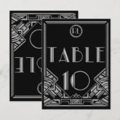 Zwart Zilver Art Deco Gatsby Stijl Tafel Nummer 10 Briefkaart (Voorkant / Achterkant)