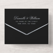 Zwart Zilver Bruiloft Monogram Elegante Kalligrafi All In One Uitnodiging (Achterkant)