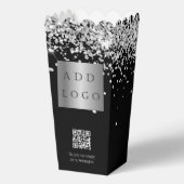 Zwart zilver confetti QR code business logo Bedankdoosjes (Achterkant)