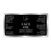 Zwart & Zilver Cosmetische Skincare Bottle Label (Voorkant)