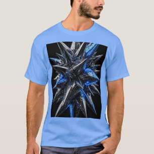 Zwart Zilver & Electric Blauw Neon Mozaïek T-shirt