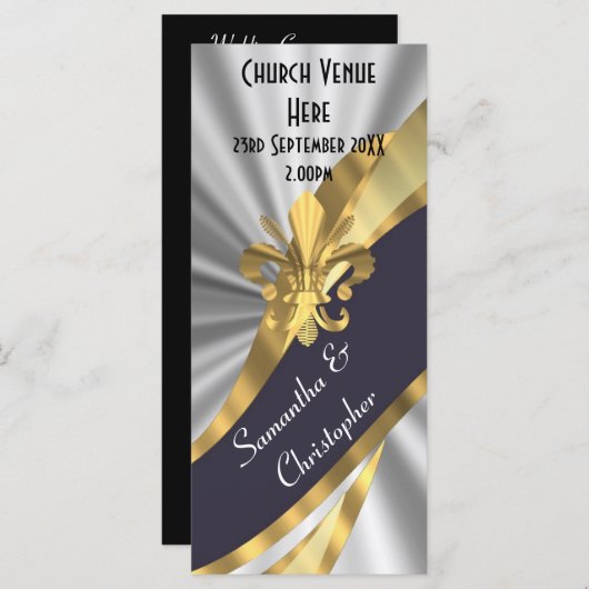 Zwart zilver en goud huwelijksprogramma programma (Voorkant / Achterkant)