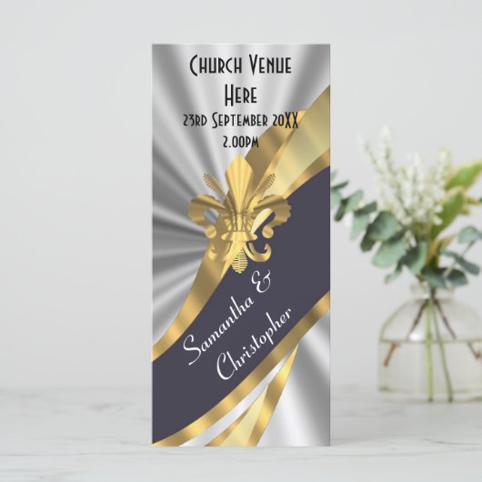 Zwart zilver en goud huwelijksprogramma programma (Staand voorkant)