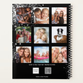 Zwart zilver familie foto collage naam 2026 planner (Achterkant)
