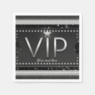Zwart & Zilver Glam Stars VIP Ticket Custom Feest Servetten