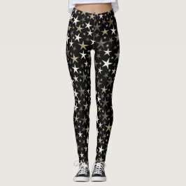 zwart, zilver, glanzend, helder, ster, kleur, leggings