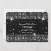 Zwart & Zilver Glitter Sparkle Party Lights Kaart (Achterkant)