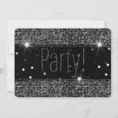 Zwart & Zilver Glitter Sparkle Party Lights Kaart (Voorkant)