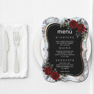Zwart Zilver Gotisch Rood Groen Bloemen Menu Kaart