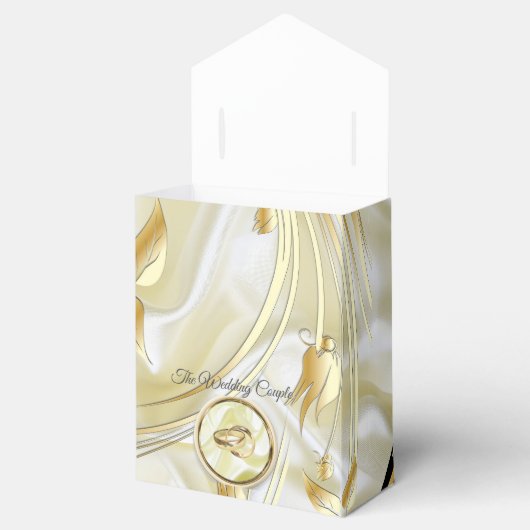 Zwart-zilver & goud-satijn, koper/messing texturen bedankdoosjes (Geopend)