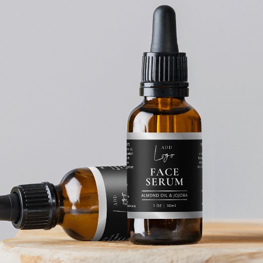 Zwart & Zilver Logo Chic 1 OZ druppelfles Etiket