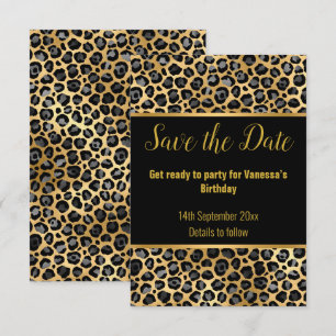 ZWART ZILVER LUIPAARD SAVE THE DATE 2 RSVP KAARTJE