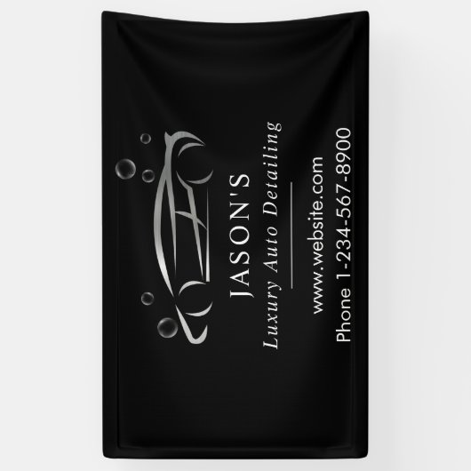 Zwart & Zilver Luxe Auto Detailing Auto Reiniging Spandoek (Verticaal)