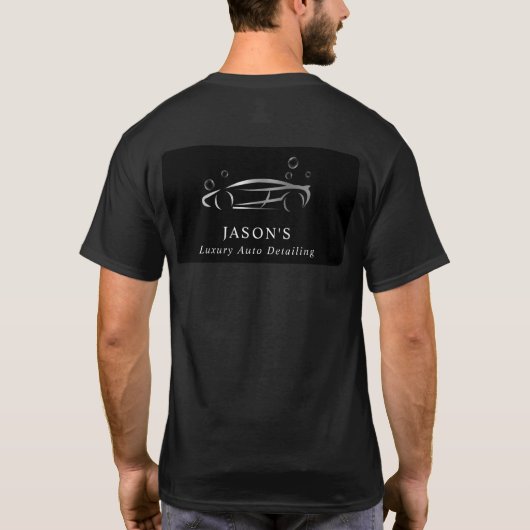 Zwart & Zilver Luxe Auto Detailing Auto Reiniging T-shirt (Achterkant)