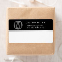 Zwart-zilver moderne eenvoudige monogram verzendin