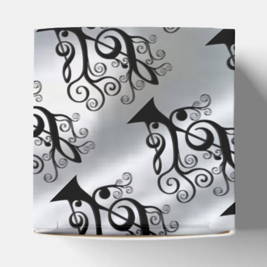 Zwart & Zilver Muziek Treble Clef Tree Cube Box Bedankdoosjes (Bovenkant)