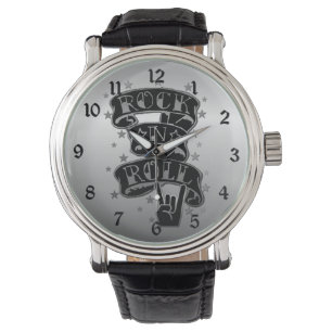 Zwart & Zilver Rock & Roll Logo Polshorloge 2 Horloge