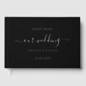 Zwart zilver script bruiloft gastenboek (Voorkant)