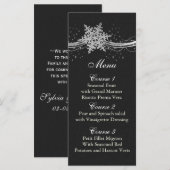 Zwart Zilver Sneeuwvlokken Winter bruiloft menu ka (Voorkant / Achterkant)