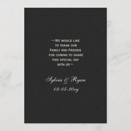 Zwart Zilver Sneeuwvlokken Winter bruiloft menu ka (Achterkant)