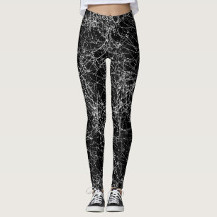 Zwart & Zilver Spinnenweb Chique Halloween Kostuum Leggings