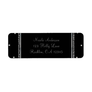 Zwart & Zilver Stippen Moderne Bruiloft Glam Parti Etiket