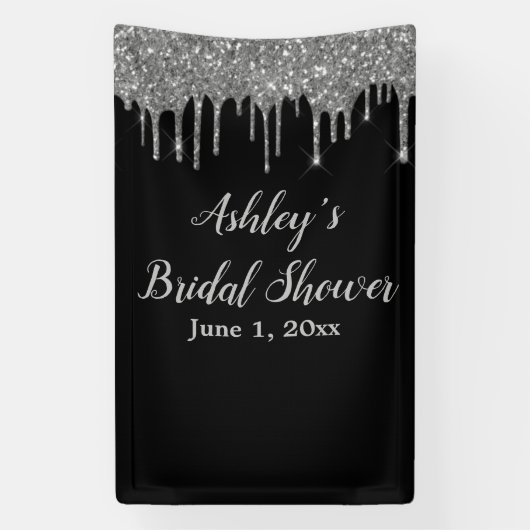 Zwart & Zilver Vrijgezellenfeest Achtergrond Fotoc Spandoek (Verticaal)