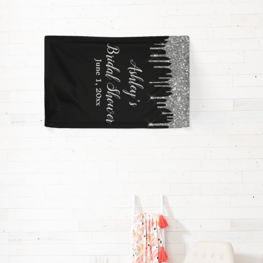 Zwart & Zilver Vrijgezellenfeest Achtergrond Fotoc Spandoek (Insitu)