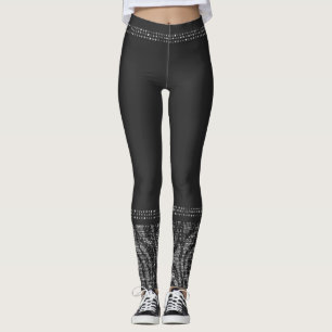 Zwart Zilver Zebra Wild Animal Print Exotische Gla Leggings