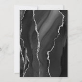Zwart Zilveren Agaat Modern Schrift Huwelijk Kaart (Achterkant)