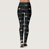 Zwart & Zilveren Blauw Evil Eye Wimpers Nazar Mati Leggings (Achterkant)