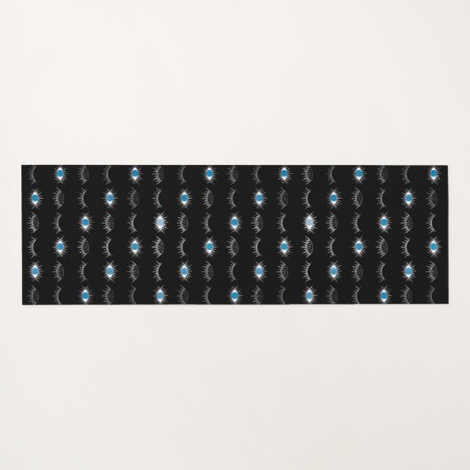 Zwart & Zilveren Blauw Evil Eye Wimpers Nazar Mati Yogamat (Achterkant (horizontaal))