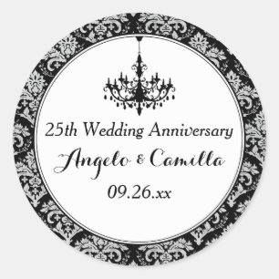 Zwart, Zilveren Damask 25e Jubileum Sticker 2
