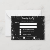 Zwart zilveren glitter menu kiest bruiloft RSVP (Voorkant)