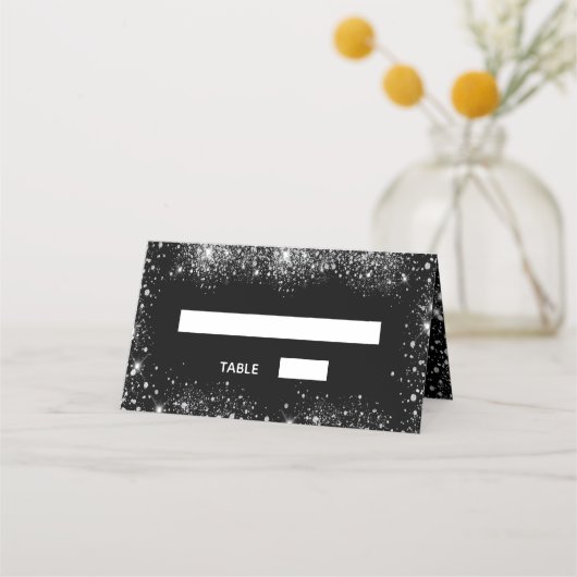 Zwart zilveren glitter sprankelt bruiloft (Voorkant)