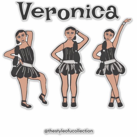 Zwart zilveren jurk #2 sticker (Voorkant)